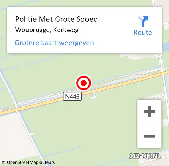 Locatie op kaart van de 112 melding: Politie Met Grote Spoed Naar Woubrugge, Kerkweg op 18 augustus 2024 17:22