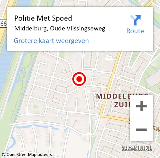 Locatie op kaart van de 112 melding: Politie Met Spoed Naar Middelburg, Oude Vlissingseweg op 18 augustus 2024 17:29