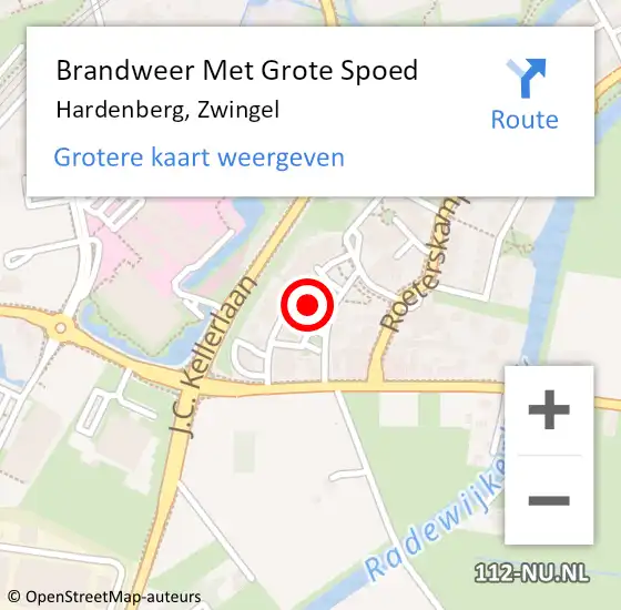 Locatie op kaart van de 112 melding: Brandweer Met Grote Spoed Naar Hardenberg, Zwingel op 16 oktober 2014 18:13