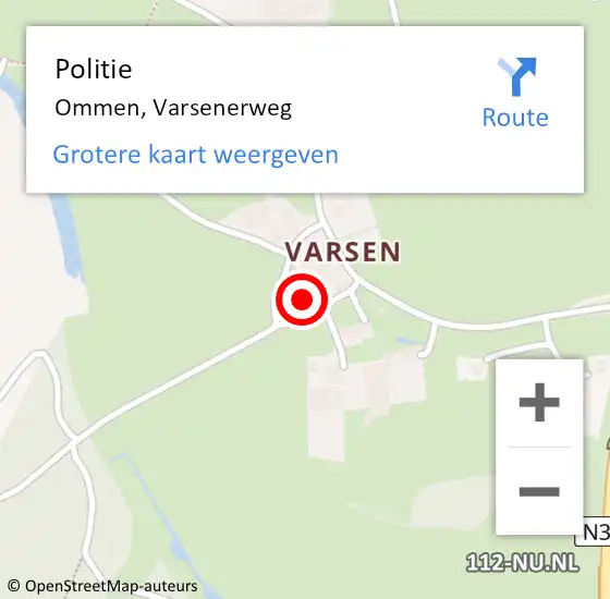 Locatie op kaart van de 112 melding: Politie Ommen, Varsenerweg op 18 augustus 2024 17:48