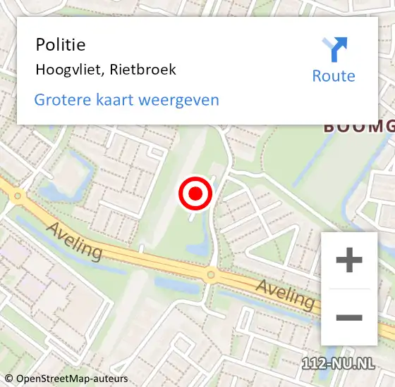 Locatie op kaart van de 112 melding: Politie Hoogvliet, Rietbroek op 18 augustus 2024 18:01