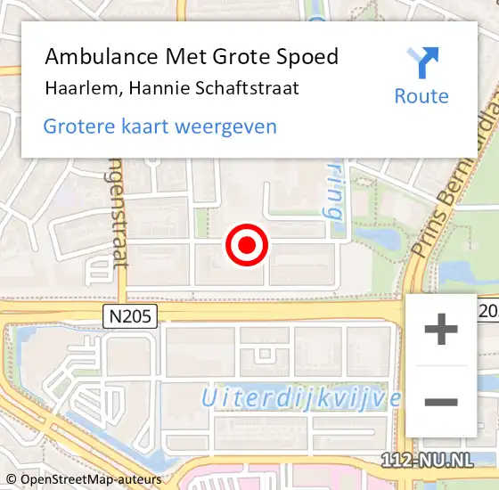 Locatie op kaart van de 112 melding: Ambulance Met Grote Spoed Naar Haarlem, Hannie Schaftstraat op 18 augustus 2024 18:15