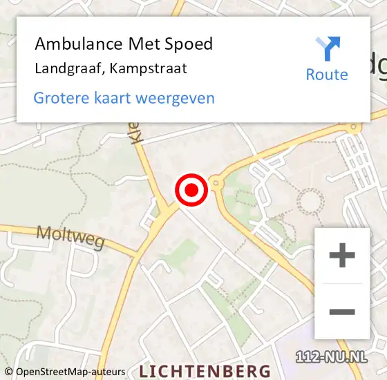 Locatie op kaart van de 112 melding: Ambulance Met Spoed Naar Landgraaf, Kampstraat op 16 oktober 2014 18:18