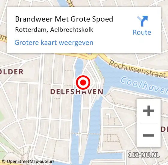 Locatie op kaart van de 112 melding: Brandweer Met Grote Spoed Naar Rotterdam, Aelbrechtskolk op 18 augustus 2024 18:52