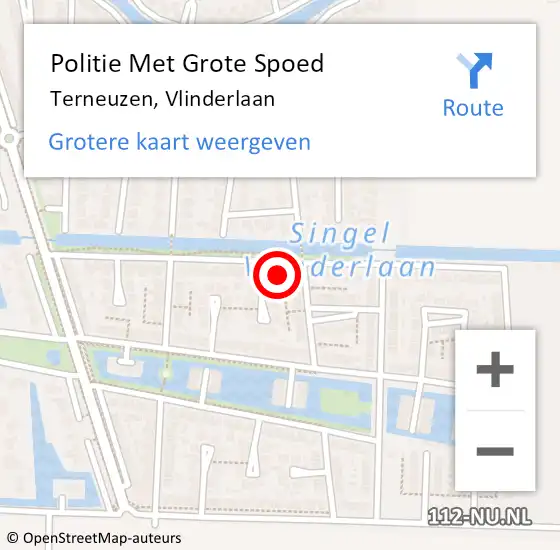 Locatie op kaart van de 112 melding: Politie Met Grote Spoed Naar Terneuzen, Vlinderlaan op 18 augustus 2024 18:55