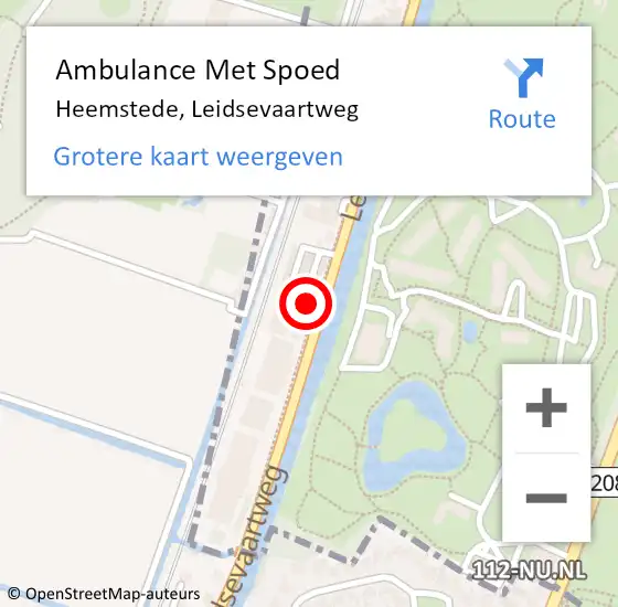 Locatie op kaart van de 112 melding: Ambulance Met Spoed Naar Heemstede, Leidsevaartweg op 18 augustus 2024 18:55