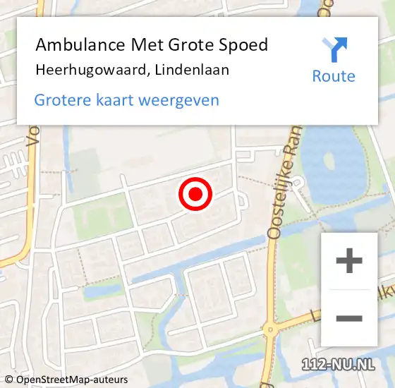 Locatie op kaart van de 112 melding: Ambulance Met Grote Spoed Naar Heerhugowaard, Lindenlaan op 18 augustus 2024 18:56