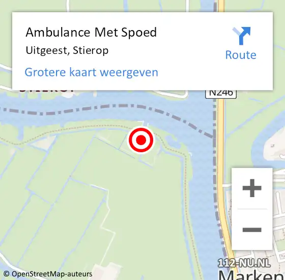 Locatie op kaart van de 112 melding: Ambulance Met Spoed Naar Uitgeest, Stierop op 18 augustus 2024 19:25