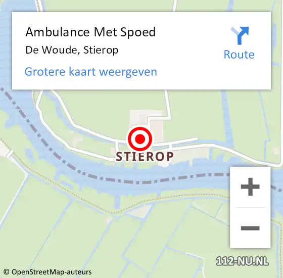 Locatie op kaart van de 112 melding: Ambulance Met Spoed Naar De Woude, Stierop op 18 augustus 2024 19:27