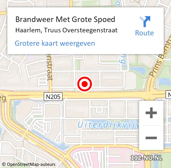 Locatie op kaart van de 112 melding: Brandweer Met Grote Spoed Naar Haarlem, Truus Oversteegenstraat op 18 augustus 2024 19:48