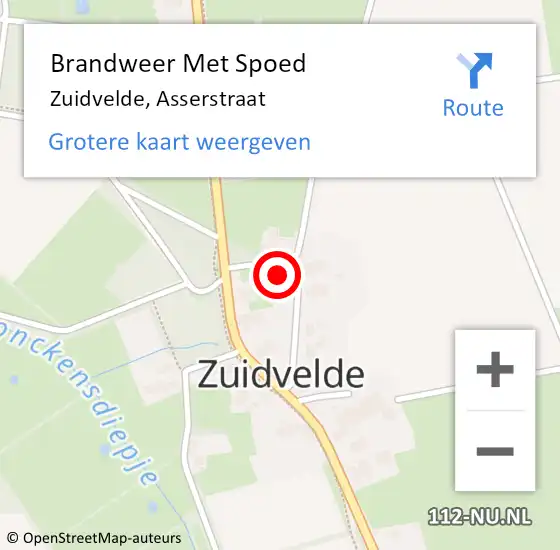 Locatie op kaart van de 112 melding: Brandweer Met Spoed Naar Zuidvelde, Asserstraat op 18 augustus 2024 19:53