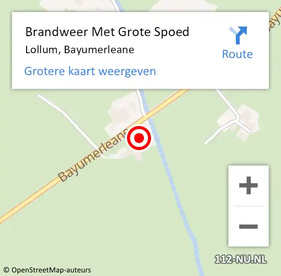 Locatie op kaart van de 112 melding: Brandweer Met Grote Spoed Naar Lollum, Bayumerleane op 18 augustus 2024 19:55