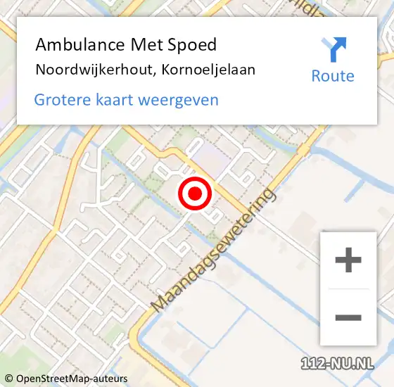 Locatie op kaart van de 112 melding: Ambulance Met Spoed Naar Noordwijkerhout, Kornoeljelaan op 18 augustus 2024 20:10