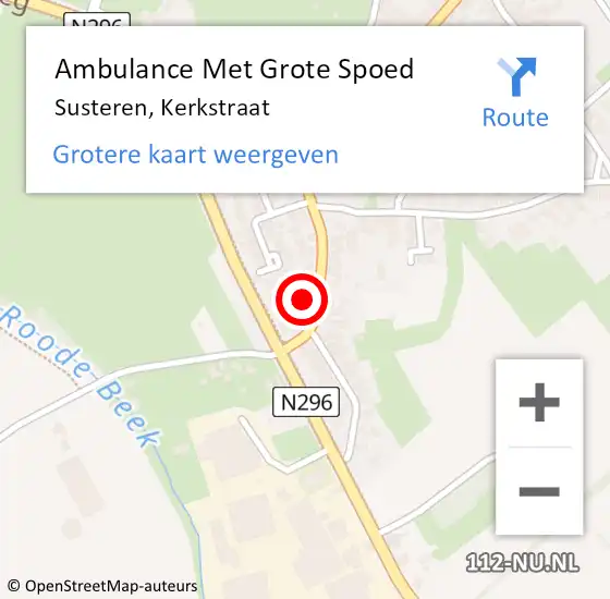 Locatie op kaart van de 112 melding: Ambulance Met Grote Spoed Naar Susteren, Kerkstraat op 18 augustus 2024 20:12