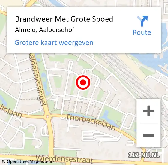 Locatie op kaart van de 112 melding: Brandweer Met Grote Spoed Naar Almelo, Aalbersehof op 18 augustus 2024 20:14