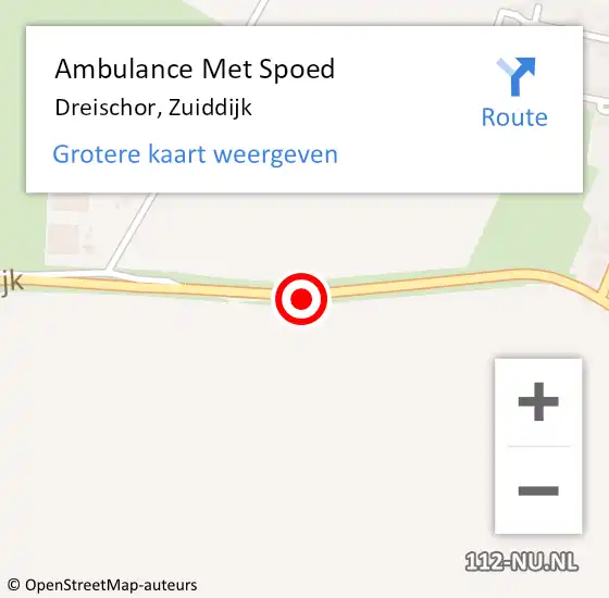 Locatie op kaart van de 112 melding: Ambulance Met Spoed Naar Dreischor, Zuiddijk op 16 oktober 2014 18:31