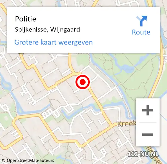 Locatie op kaart van de 112 melding: Politie Spijkenisse, Wijngaard op 18 augustus 2024 20:26