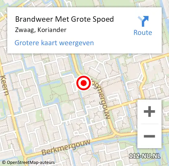 Locatie op kaart van de 112 melding: Brandweer Met Grote Spoed Naar Zwaag, Koriander op 18 augustus 2024 20:42