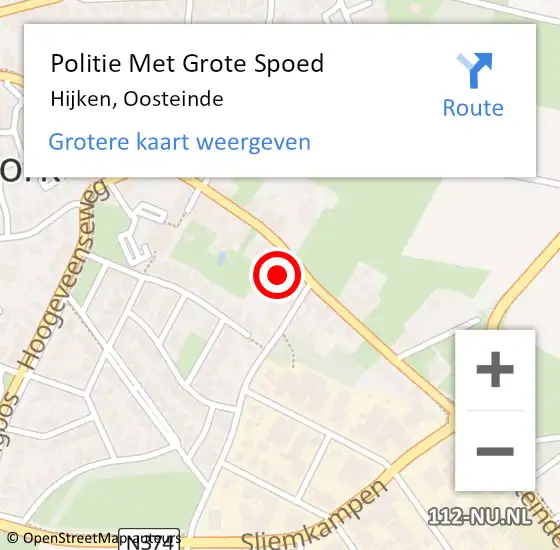 Locatie op kaart van de 112 melding: Politie Met Grote Spoed Naar Hijken, Oosteinde op 18 augustus 2024 20:48