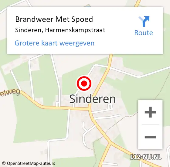 Locatie op kaart van de 112 melding: Brandweer Met Spoed Naar Sinderen, Harmenskampstraat op 18 augustus 2024 20:51