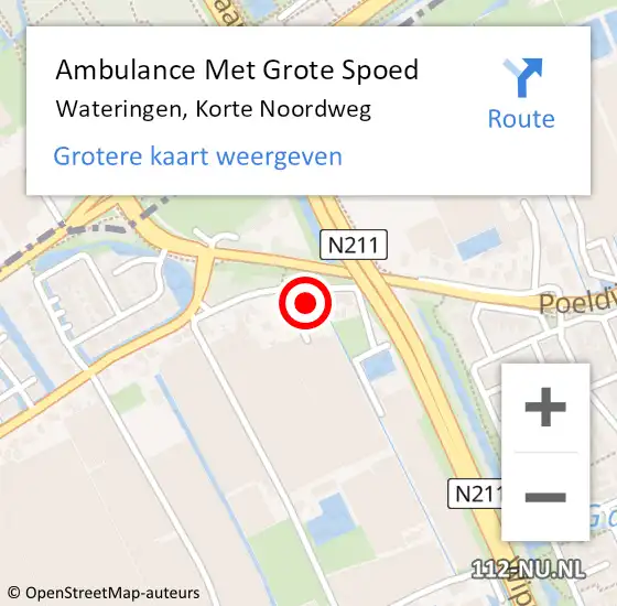 Locatie op kaart van de 112 melding: Ambulance Met Grote Spoed Naar Wateringen, Korte Noordweg op 18 augustus 2024 21:05