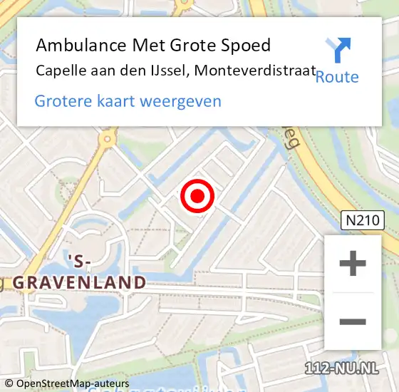 Locatie op kaart van de 112 melding: Ambulance Met Grote Spoed Naar Capelle aan den IJssel, Monteverdistraat op 18 augustus 2024 21:09