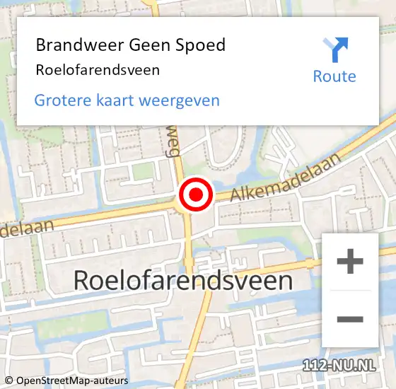 Locatie op kaart van de 112 melding: Brandweer Geen Spoed Naar Roelofarendsveen op 18 augustus 2024 21:13