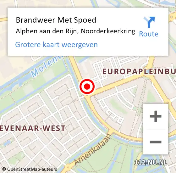 Locatie op kaart van de 112 melding: Brandweer Met Spoed Naar Alphen aan den Rijn, Noorderkeerkring op 18 augustus 2024 21:43