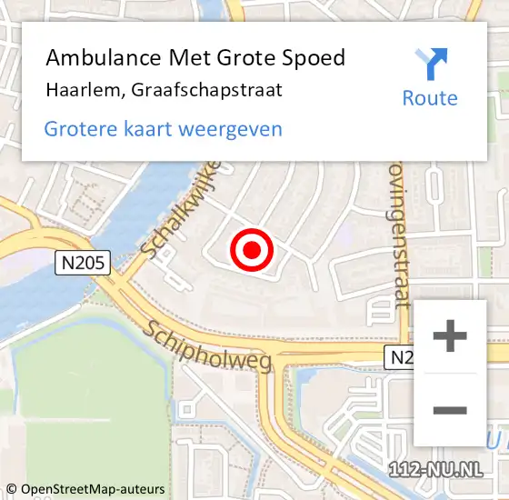 Locatie op kaart van de 112 melding: Ambulance Met Grote Spoed Naar Haarlem, Graafschapstraat op 18 augustus 2024 21:56