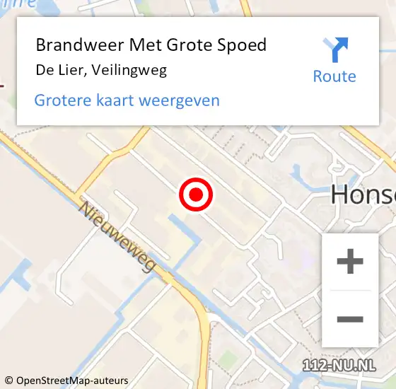 Locatie op kaart van de 112 melding: Brandweer Met Grote Spoed Naar De Lier, Veilingweg op 18 augustus 2024 21:58