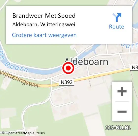 Locatie op kaart van de 112 melding: Brandweer Met Spoed Naar Aldeboarn, Wjitteringswei op 18 augustus 2024 22:00