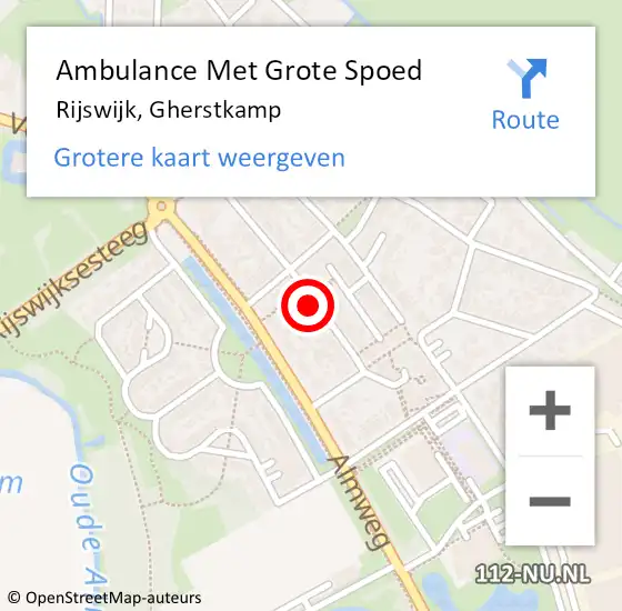 Locatie op kaart van de 112 melding: Ambulance Met Grote Spoed Naar Rijswijk, Gherstkamp op 18 augustus 2024 22:20