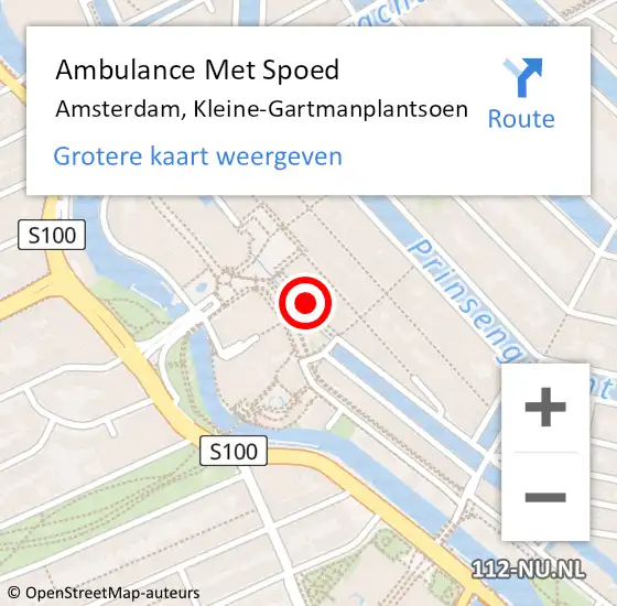 Locatie op kaart van de 112 melding: Ambulance Met Spoed Naar Amsterdam, Kleine-Gartmanplantsoen op 18 augustus 2024 22:26