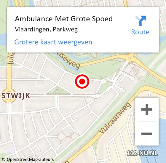 Locatie op kaart van de 112 melding: Ambulance Met Grote Spoed Naar Vlaardingen, Parkweg op 18 augustus 2024 22:39