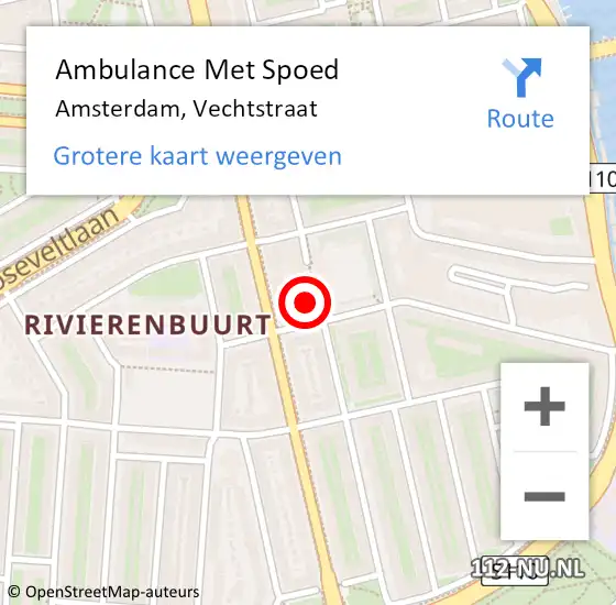 Locatie op kaart van de 112 melding: Ambulance Met Spoed Naar Amsterdam, Vechtstraat op 18 augustus 2024 23:05