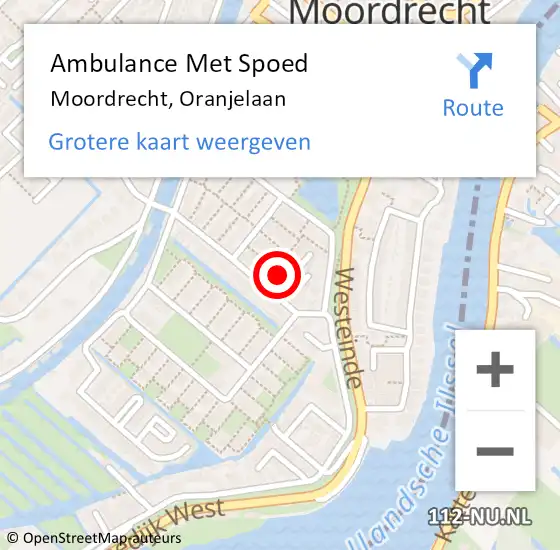 Locatie op kaart van de 112 melding: Ambulance Met Spoed Naar Moordrecht, Oranjelaan op 17 oktober 2013 20:18