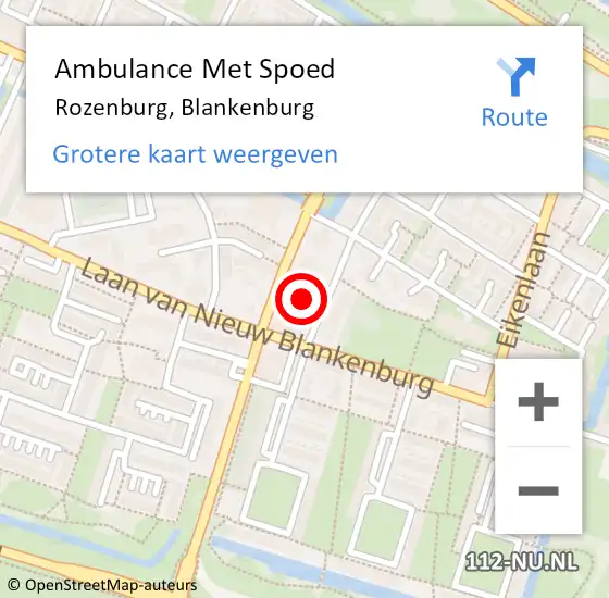 Locatie op kaart van de 112 melding: Ambulance Met Spoed Naar Rozenburg, Blankenburg op 18 augustus 2024 23:21