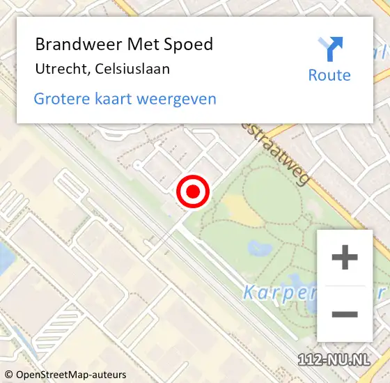 Locatie op kaart van de 112 melding: Brandweer Met Spoed Naar Utrecht, Celsiuslaan op 18 augustus 2024 23:25