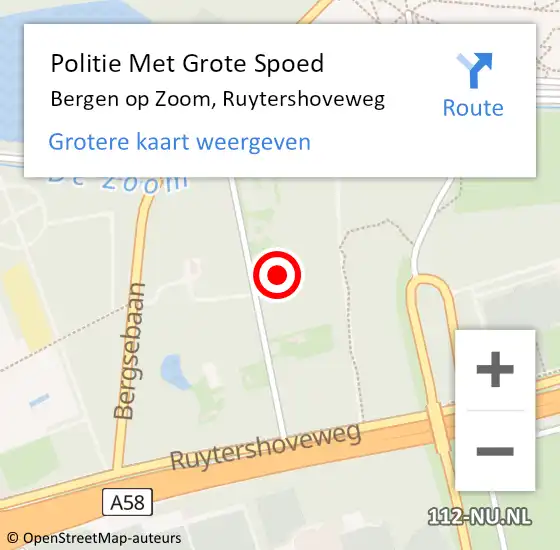 Locatie op kaart van de 112 melding: Politie Met Grote Spoed Naar Bergen op Zoom, Ruytershoveweg op 18 augustus 2024 23:26