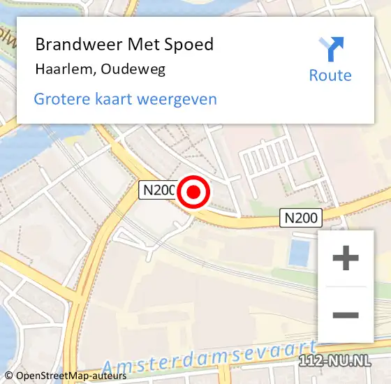 Locatie op kaart van de 112 melding: Brandweer Met Spoed Naar Haarlem, Oudeweg op 18 augustus 2024 23:36