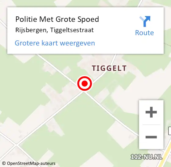 Locatie op kaart van de 112 melding: Politie Met Grote Spoed Naar Rijsbergen, Tiggeltsestraat op 18 augustus 2024 23:39