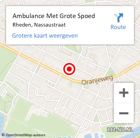 Locatie op kaart van de 112 melding: Ambulance Met Grote Spoed Naar Rheden, Nassaustraat op 17 oktober 2013 20:19