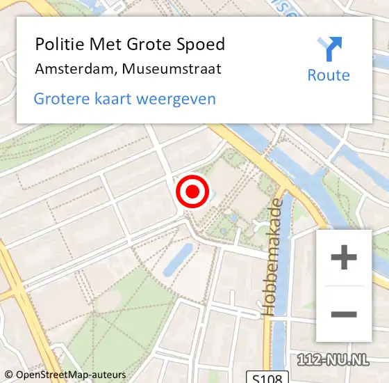 Locatie op kaart van de 112 melding: Politie Met Grote Spoed Naar Amsterdam, Museumstraat op 19 augustus 2024 00:06