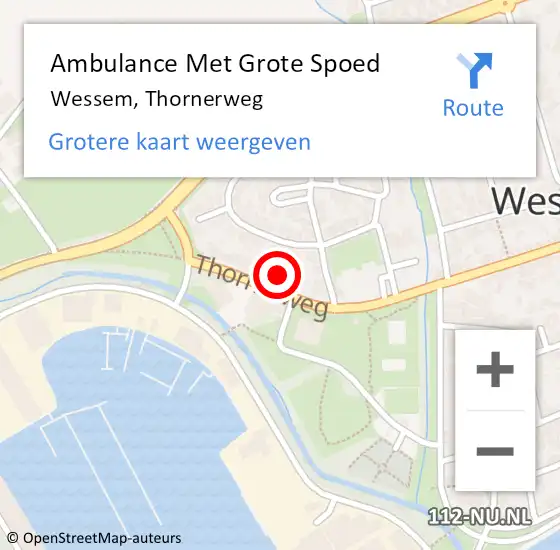 Locatie op kaart van de 112 melding: Ambulance Met Grote Spoed Naar Wessem, Thornerweg op 19 augustus 2024 00:13