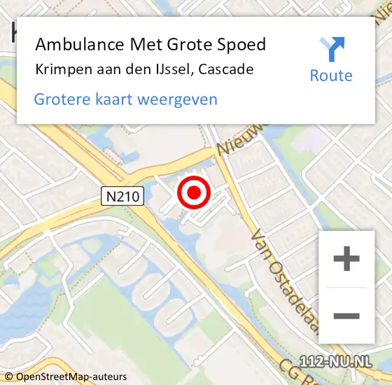 Locatie op kaart van de 112 melding: Ambulance Met Grote Spoed Naar Krimpen aan den IJssel, Cascade op 19 augustus 2024 01:00