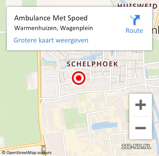 Locatie op kaart van de 112 melding: Ambulance Met Spoed Naar Warmenhuizen, Wagenplein op 19 augustus 2024 01:02