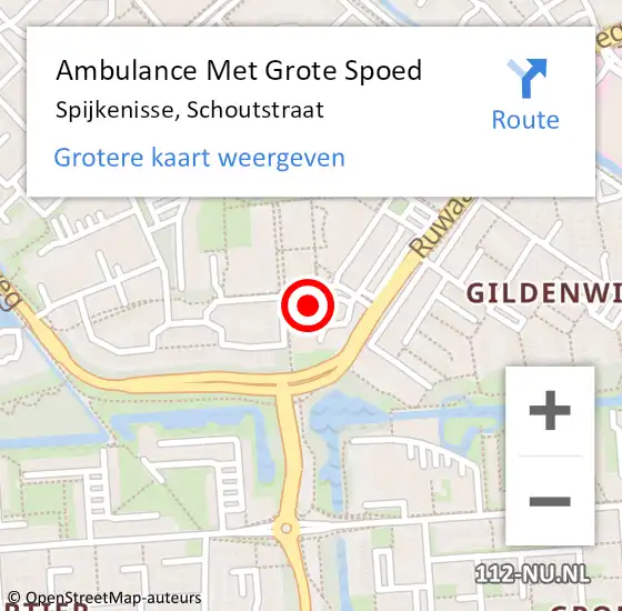 Locatie op kaart van de 112 melding: Ambulance Met Grote Spoed Naar Spijkenisse, Schoutstraat op 19 augustus 2024 01:18