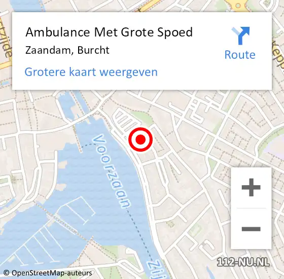 Locatie op kaart van de 112 melding: Ambulance Met Grote Spoed Naar Zaandam, Burcht op 19 augustus 2024 02:12