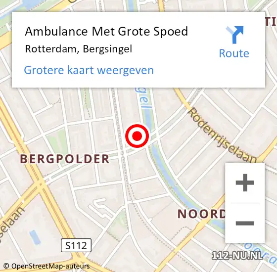 Locatie op kaart van de 112 melding: Ambulance Met Grote Spoed Naar Rotterdam, Bergsingel op 19 augustus 2024 02:13