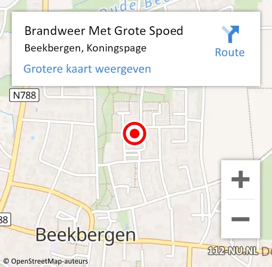 Locatie op kaart van de 112 melding: Brandweer Met Grote Spoed Naar Beekbergen, Koningspage op 19 augustus 2024 02:42